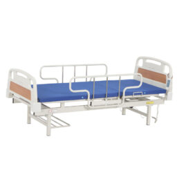 [ 輪椅王 ] 帶有藍色床墊的 Oasis WDB-9A 單功能電動護理床的圖像。