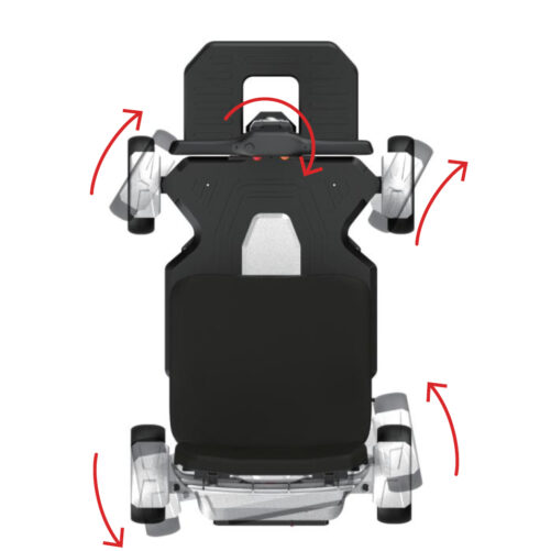 upside photo of 4 wheels steering wheelchair