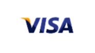 Visa 標誌採用標誌性的藍色、白色和金色配色。