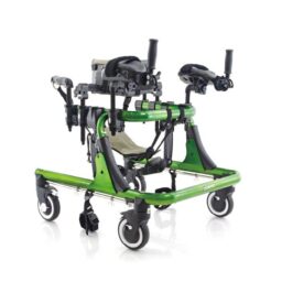 [Wheelchair King] The StrideRider Gait Trainer is a green and black pediatric walker with four wheels and an adjustable stand to provide multi-functional mobility assistance. (Available in different sizes, suitable for adults and children), ensuring comfort and adaptability for users of all ages.